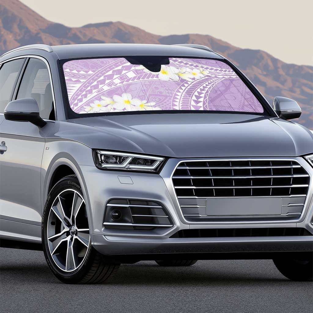Polynesian Vintage Floral Auto Sun Shade Lavender Motifs - Polynesian Pride
