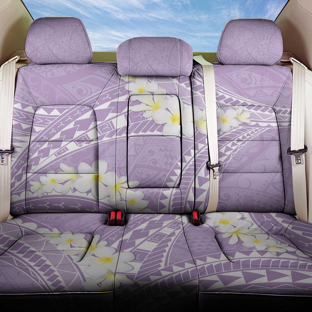 Polynesian Vintage Floral Back Car Seat Cover Lavender Motifs LT7 One Size Lavender - Polynesian Pride