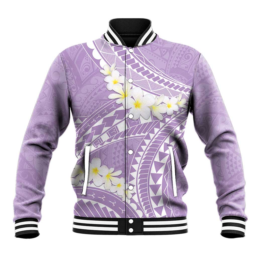 Polynesian Vintage Floral Baseball Jacket Lavender Motifs - Polynesian Pride