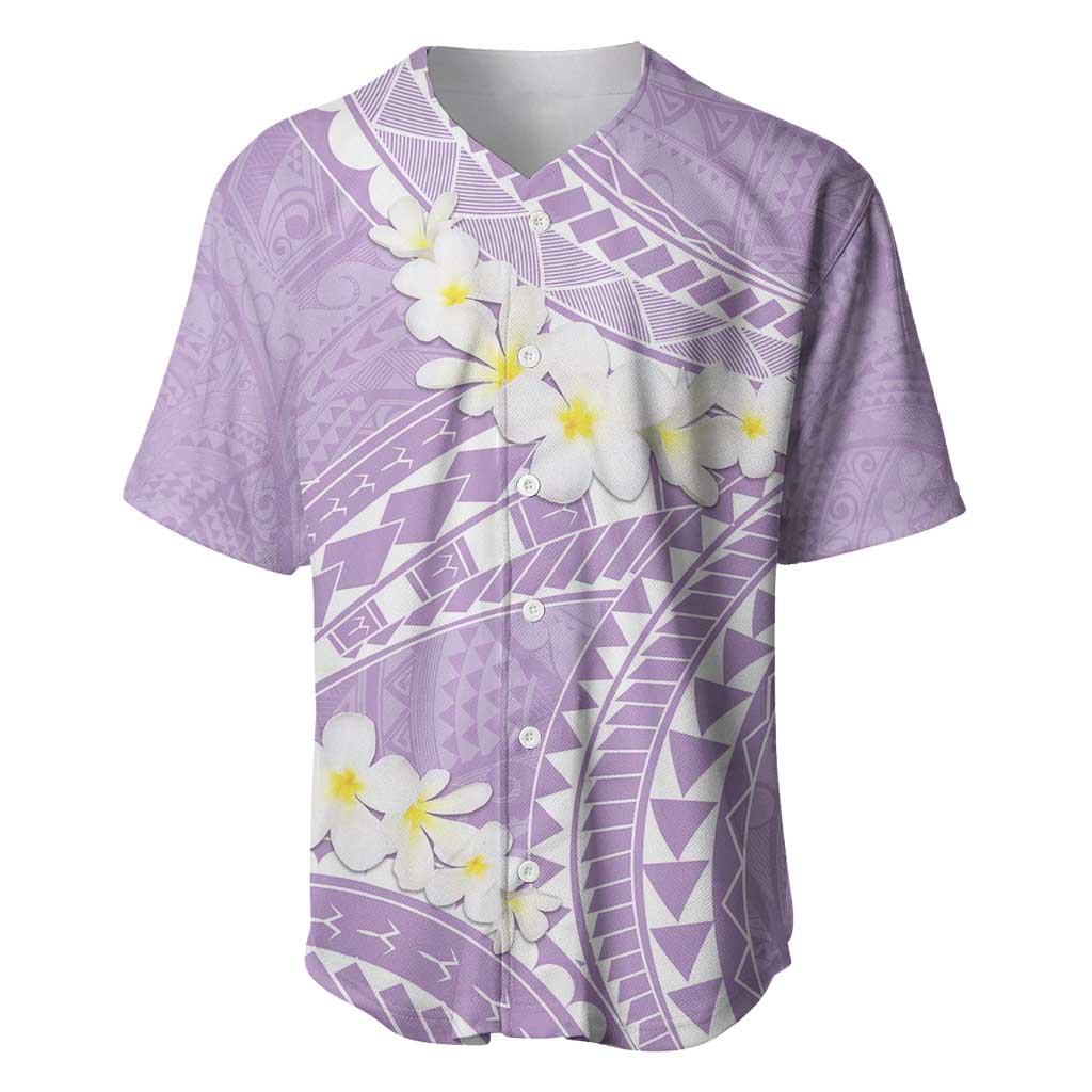 Polynesian Vintage Floral Baseball Jersey Lavender Motifs - Polynesian Pride