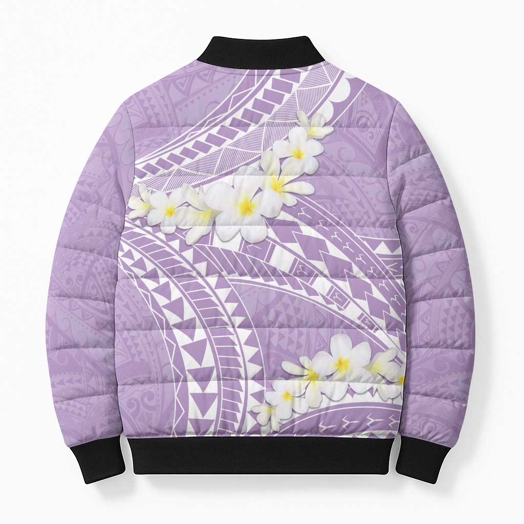 Polynesian Vintage Floral Bomber Puffer Jacket Lavender Motifs - Polynesian Pride
