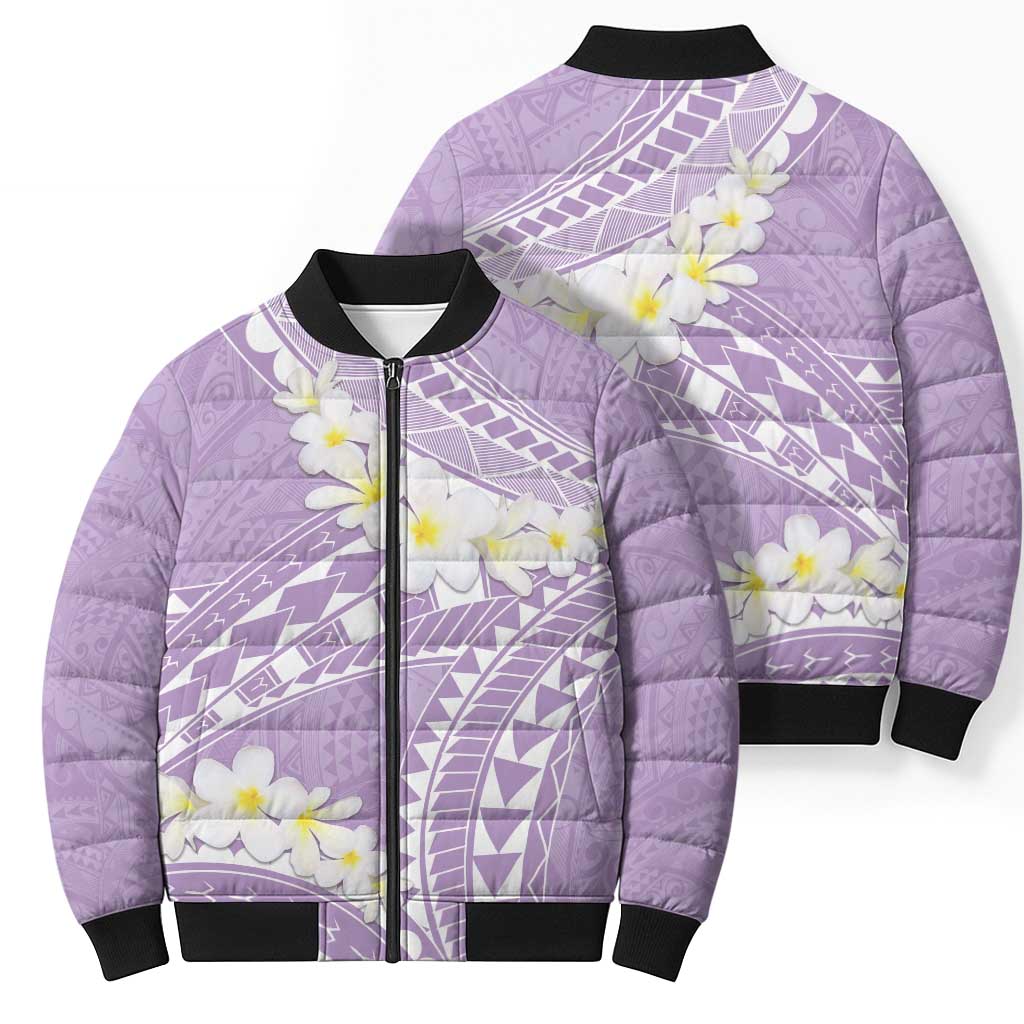 Polynesian Vintage Floral Bomber Puffer Jacket Lavender Motifs - Polynesian Pride