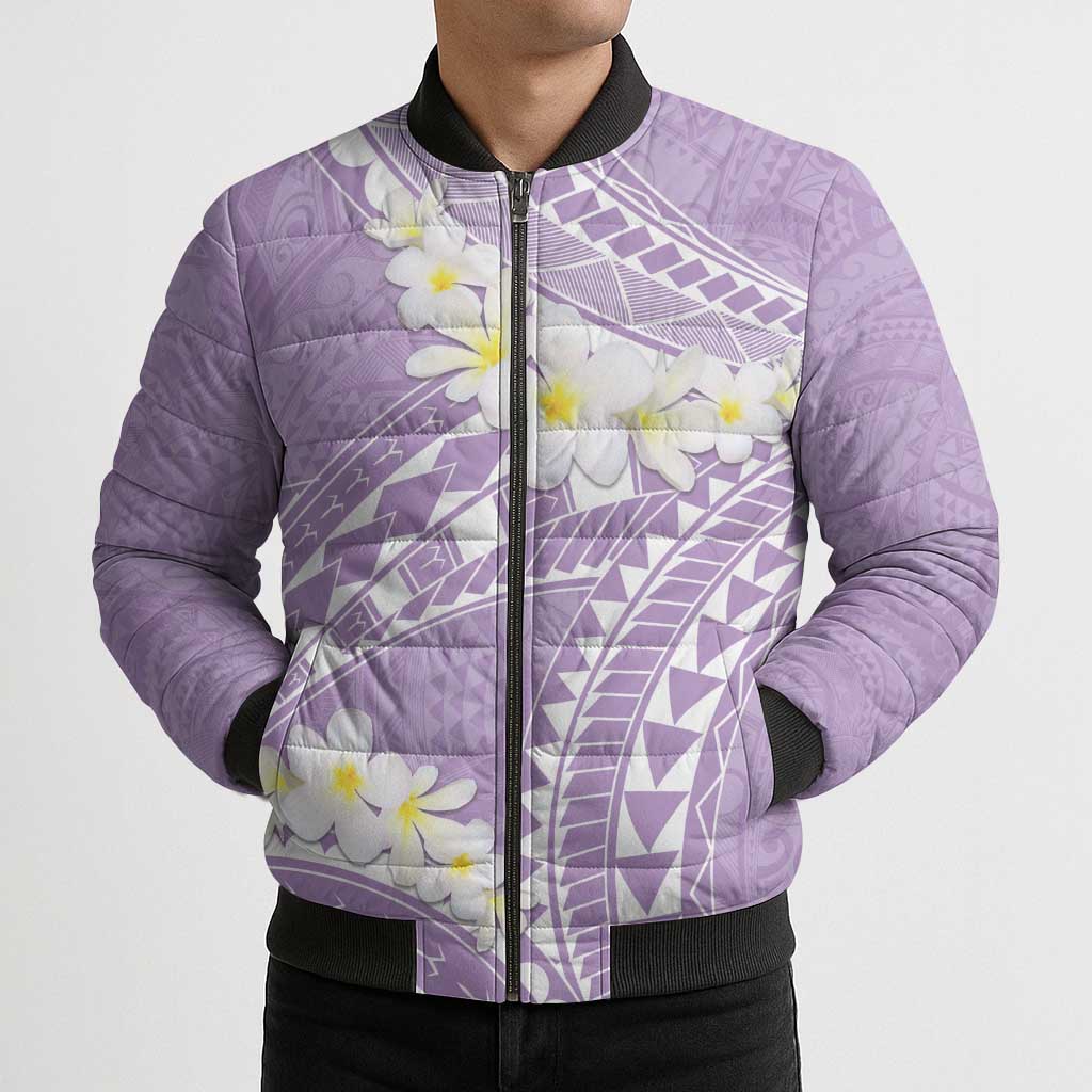 Polynesian Vintage Floral Bomber Puffer Jacket Lavender Motifs - Polynesian Pride
