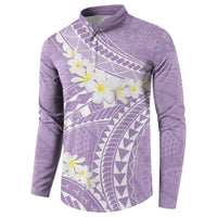 Polynesian Vintage Floral Button Sweatshirt Lavender Motifs - Polynesian Pride
