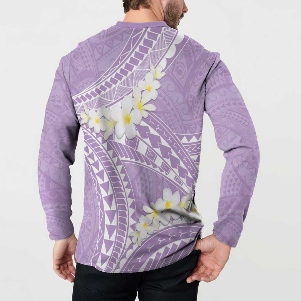 Polynesian Vintage Floral Button Sweatshirt Lavender Motifs - Polynesian Pride