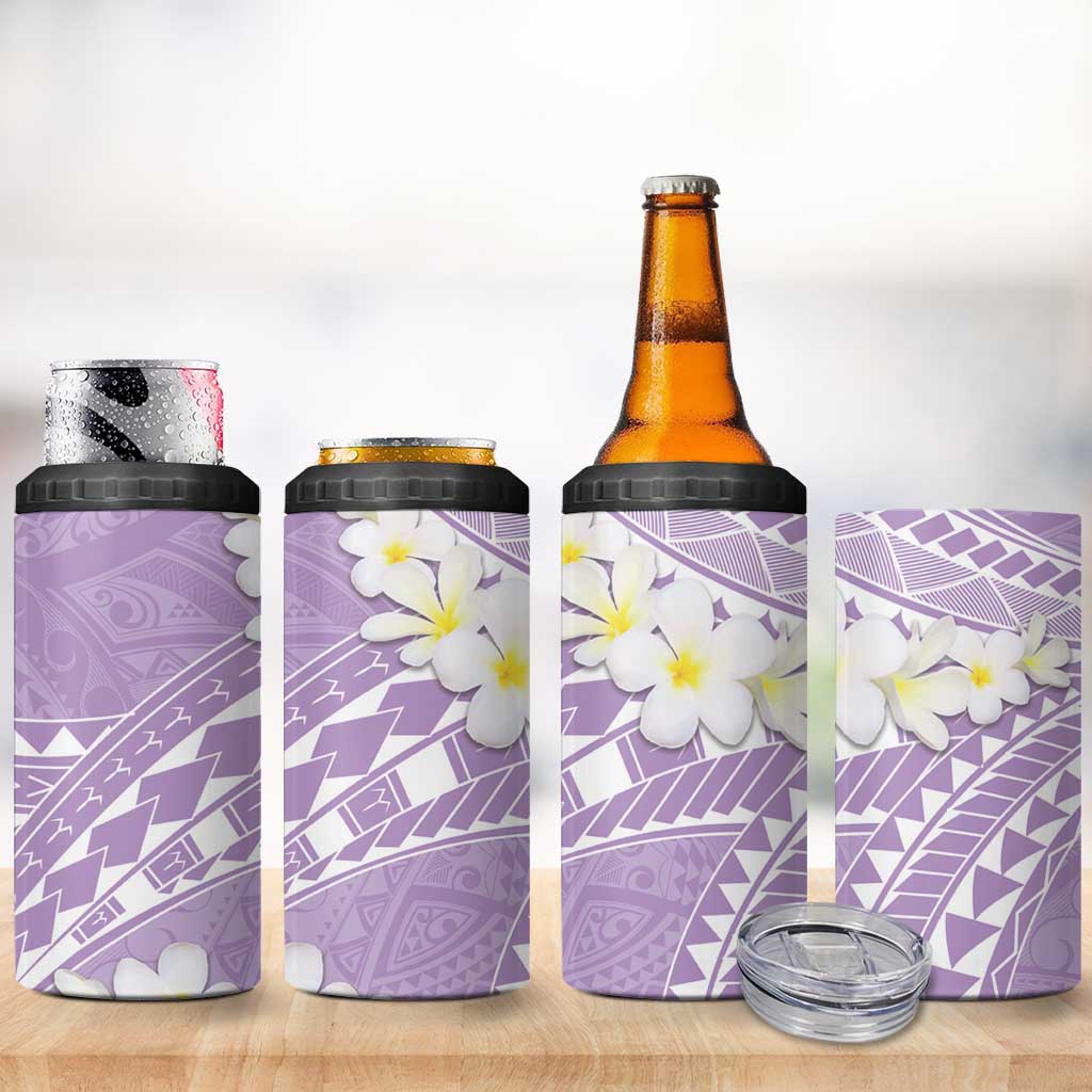 Polynesian Vintage Floral 4 in 1 Can Cooler Tumbler Lavender Motifs - Polynesian Pride
