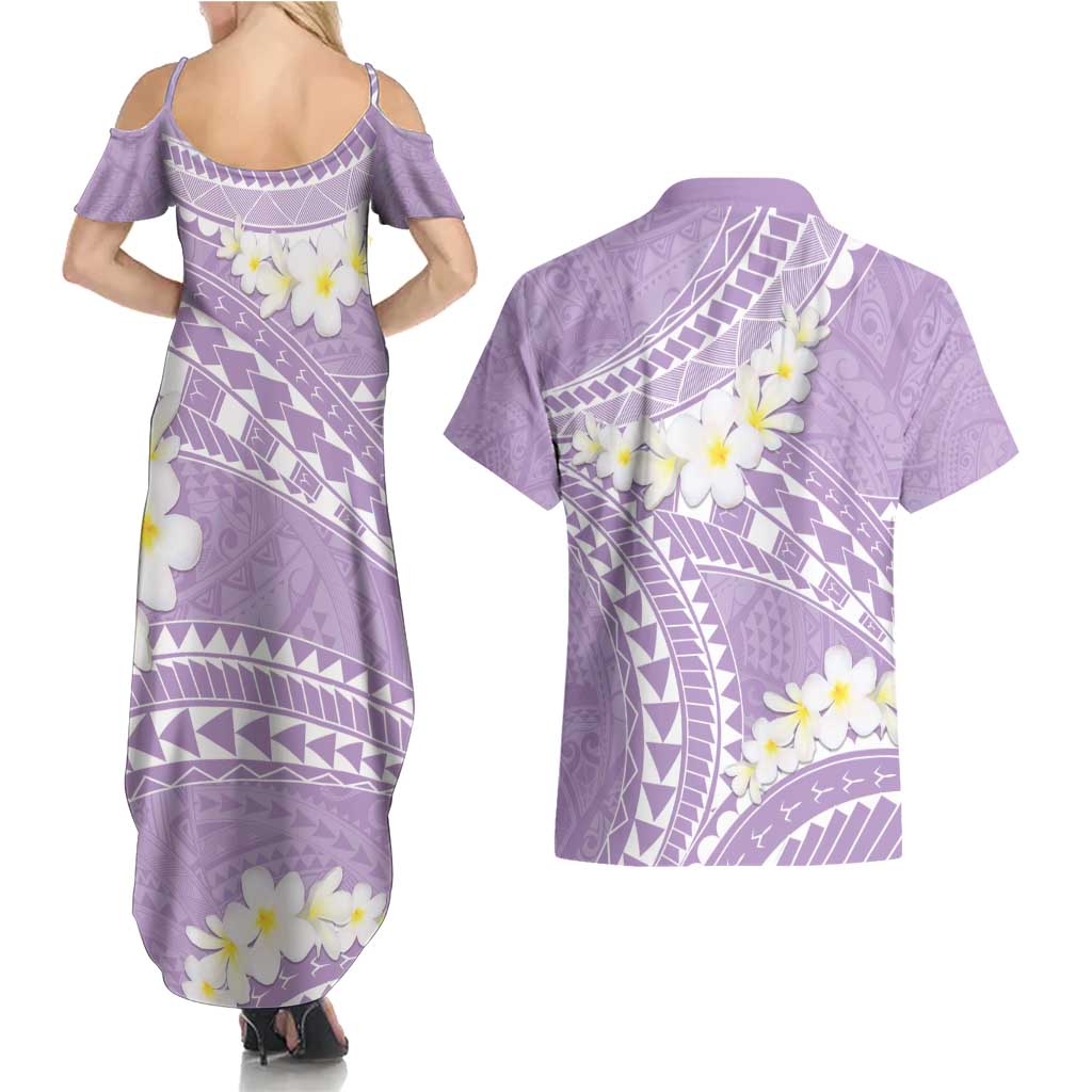 Polynesian Vintage Floral Couples Matching Summer Maxi Dress and Hawaiian Shirt Lavender Motifs - Polynesian Pride
