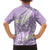 Polynesian Vintage Floral Family Matching Off Shoulder Short Dress and Hawaiian Shirt Lavender Motifs - Polynesian Pride