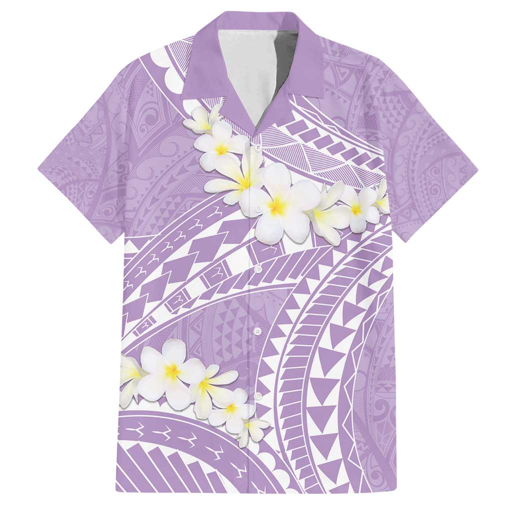 Polynesian Vintage Floral Family Matching Off Shoulder Short Dress and Hawaiian Shirt Lavender Motifs - Polynesian Pride
