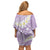 Polynesian Vintage Floral Family Matching Off Shoulder Short Dress and Hawaiian Shirt Lavender Motifs - Polynesian Pride