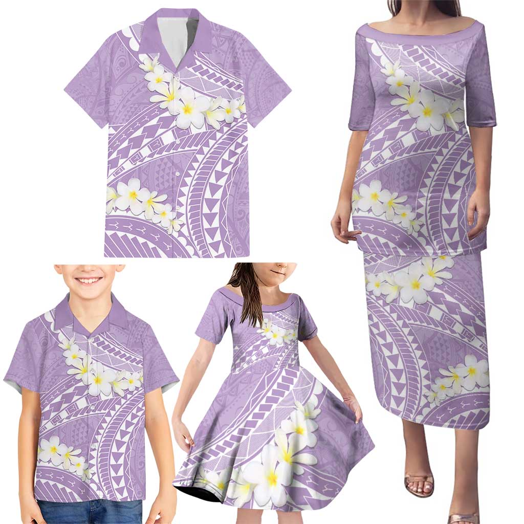 Polynesian Vintage Floral Family Matching Puletasi and Hawaiian Shirt Lavender Motifs - Polynesian Pride