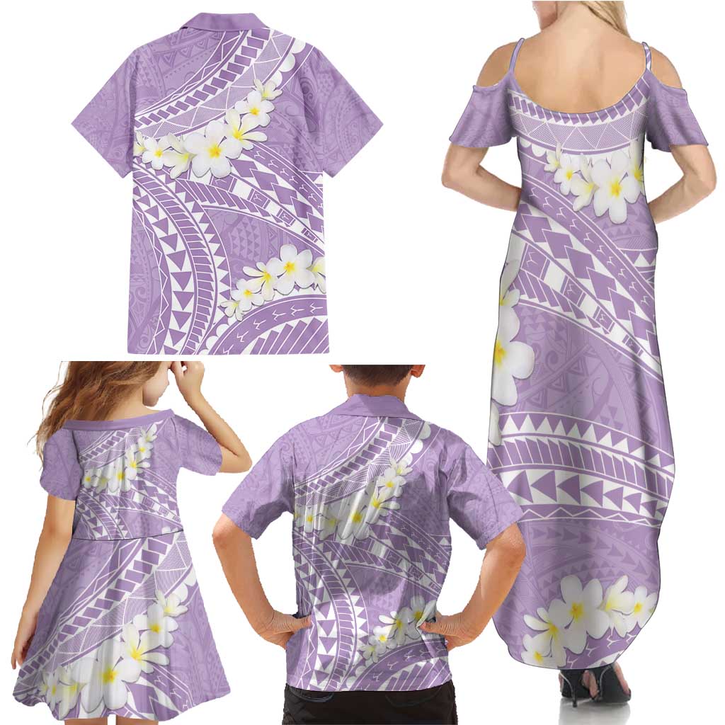Polynesian Vintage Floral Family Matching Summer Maxi Dress and Hawaiian Shirt Lavender Motifs - Polynesian Pride