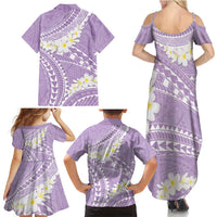 Polynesian Vintage Floral Family Matching Summer Maxi Dress and Hawaiian Shirt Lavender Motifs - Polynesian Pride