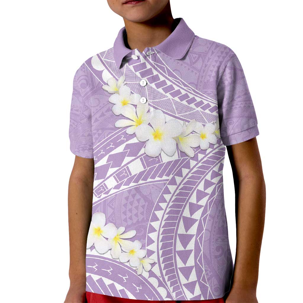 Polynesian Vintage Floral Kid Polo Shirt Lavender Motifs LT7 Kid Lavender - Polynesian Pride