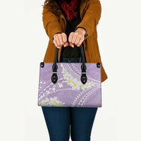 Polynesian Vintage Floral Leather Bag Lavender Motifs - Polynesian Pride