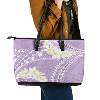 Polynesian Vintage Floral Leather Tote Bag Lavender Motifs LT7 - Polynesian Pride