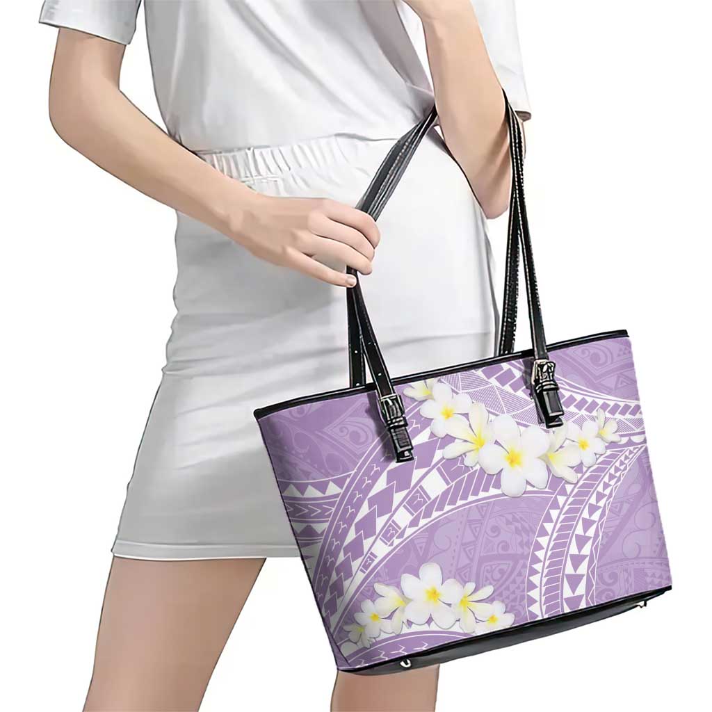 Polynesian Vintage Floral Leather Tote Bag Lavender Motifs LT7 - Polynesian Pride