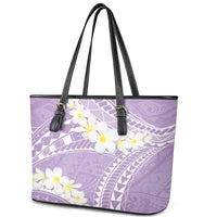 Polynesian Vintage Floral Leather Tote Bag Lavender Motifs LT7 - Polynesian Pride