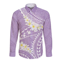 Polynesian Vintage Floral Long Sleeve Button Shirt Lavender Motifs - Polynesian Pride