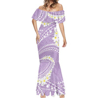 Polynesian Vintage Floral Mermaid Dress Lavender Motifs - Polynesian Pride