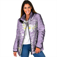 Polynesian Vintage Floral Padded Jacket Lavender Motifs - Polynesian Pride