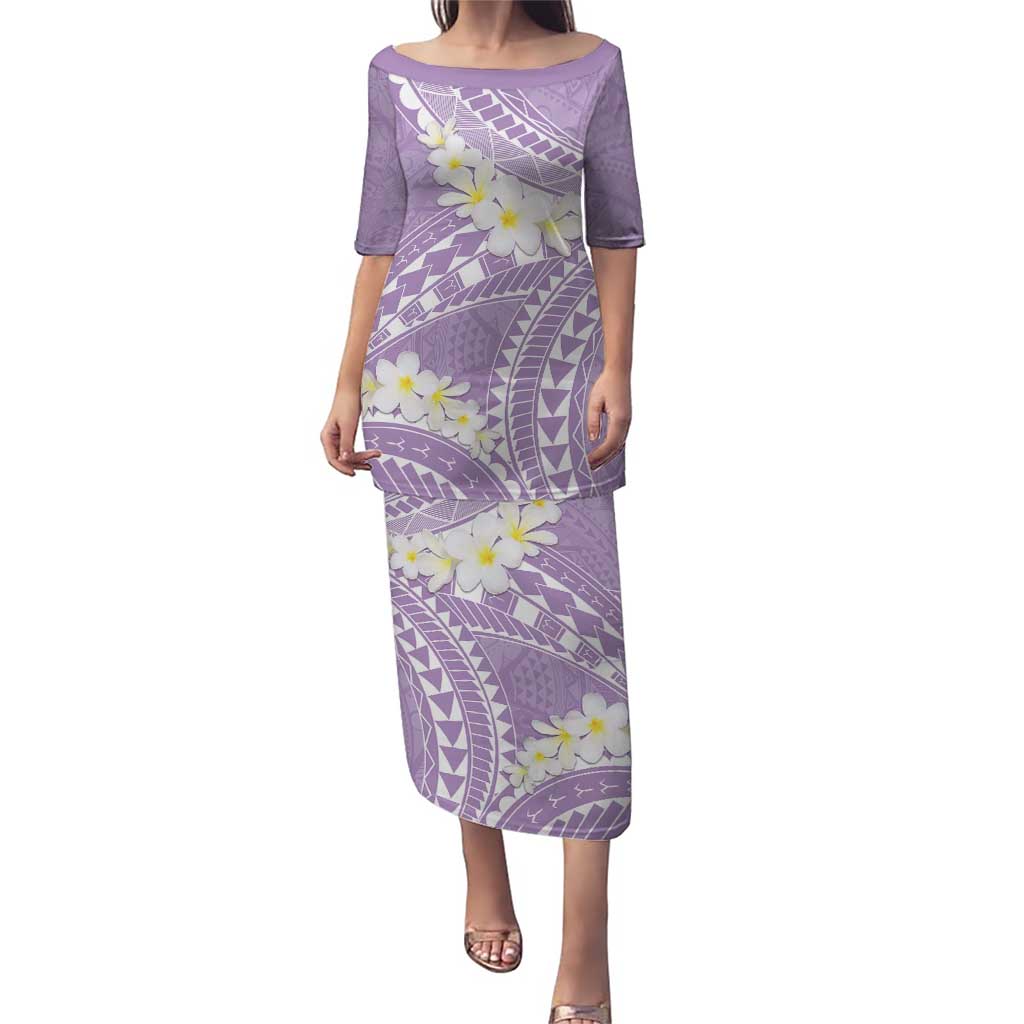 Polynesian Vintage Floral Puletasi Lavender Motifs - Polynesian Pride