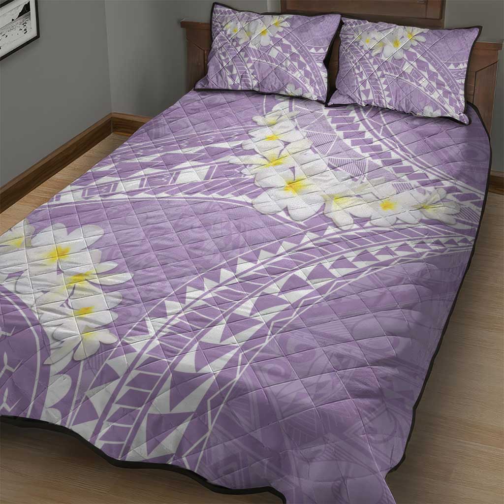 Polynesian Vintage Floral Quilt Bed Set Lavender Motifs - Polynesian Pride