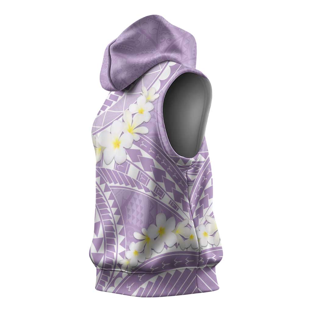 Polynesian Vintage Floral Sleeveless Hoodie Lavender Motifs - Polynesian Pride