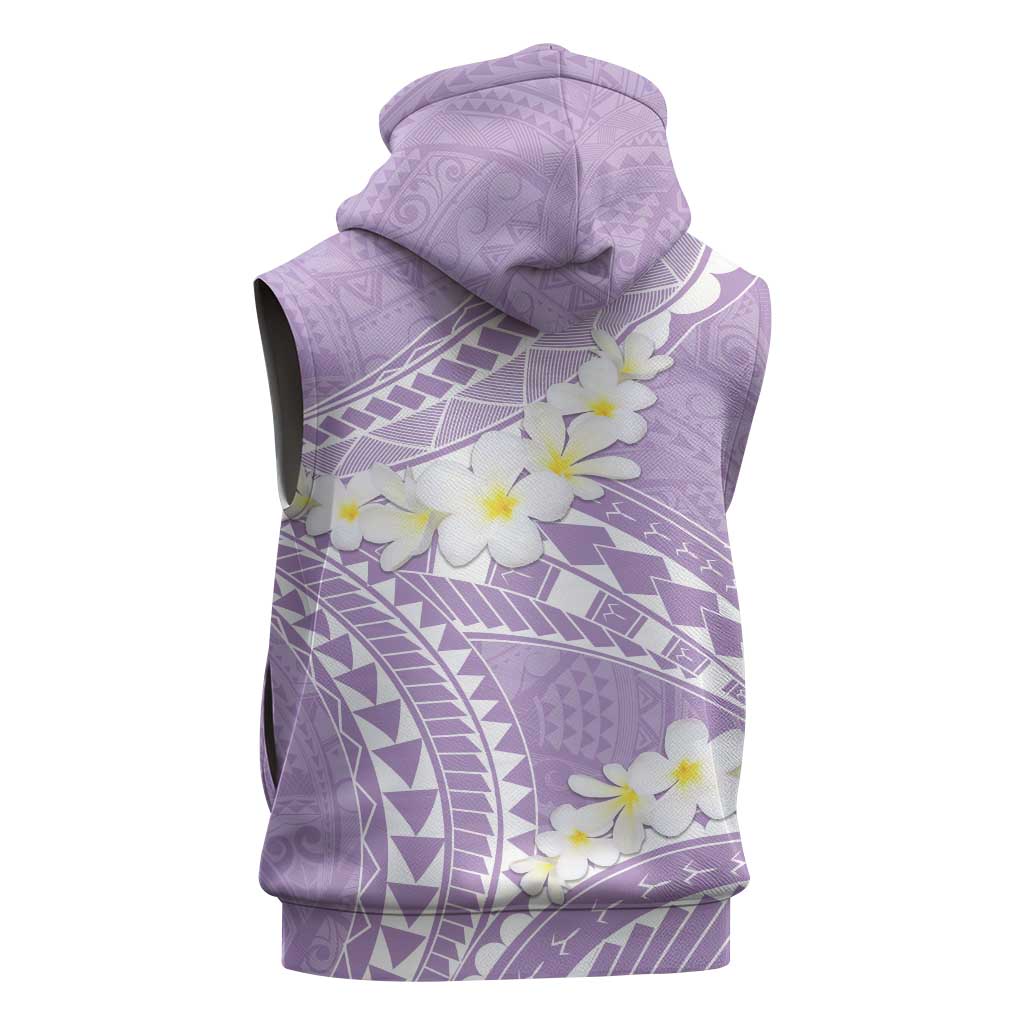 Polynesian Vintage Floral Sleeveless Zip Hoodie Lavender Motifs - Polynesian Pride