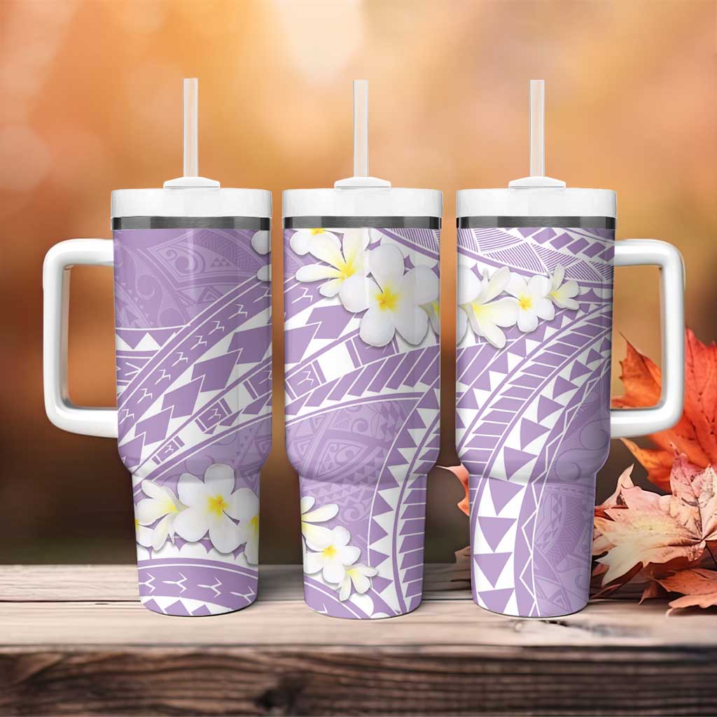 Polynesian Vintage Floral Tumbler With Handle Lavender Motifs - Polynesian Pride
