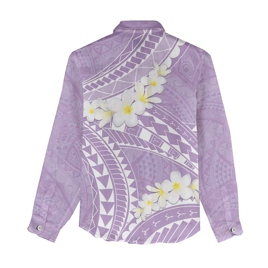 Polynesian Vintage Floral Women Casual Shirt Lavender Motifs - Polynesian Pride