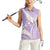 Polynesian Vintage Floral Women Sleeveless Polo Shirt Lavender Motifs - Polynesian Pride