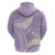 Polynesian Vintage Floral Zip Hoodie Lavender Motifs - Polynesian Pride