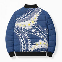 Polynesian Vintage Floral Bomber Puffer Jacket Navy Blue Motifs - Polynesian Pride