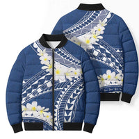 Polynesian Vintage Floral Bomber Puffer Jacket Navy Blue Motifs - Polynesian Pride