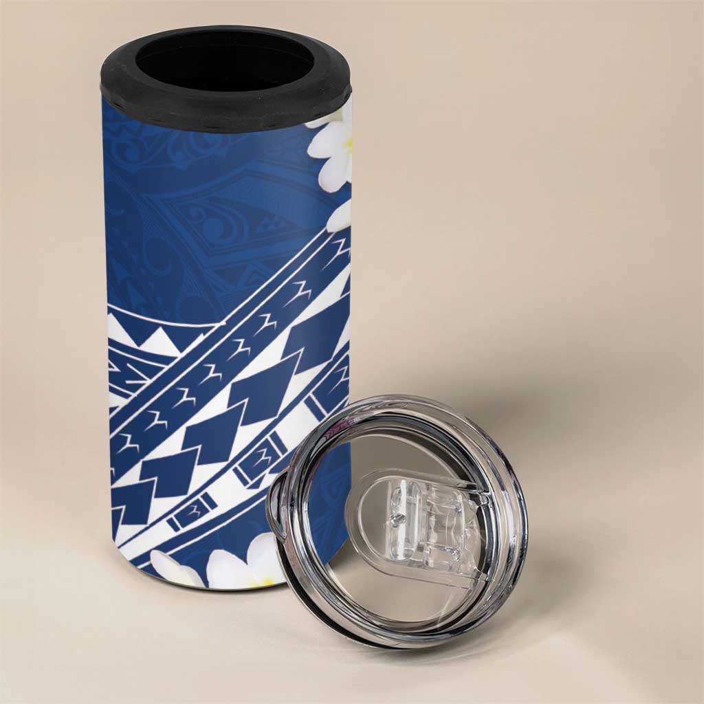 Polynesian Vintage Floral 4 in 1 Can Cooler Tumbler Navy Blue Motifs - Polynesian Pride