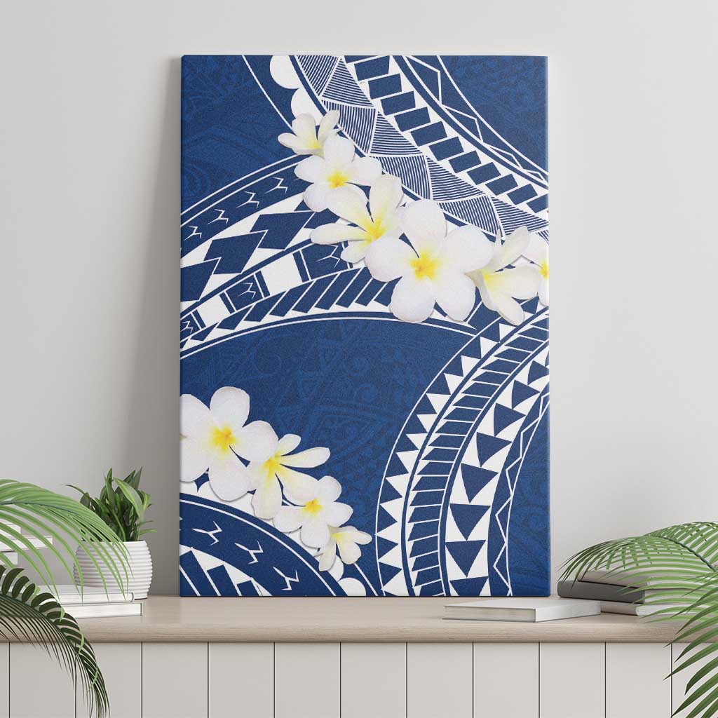 Polynesian Vintage Floral Canvas Wall Art Navy Blue Motifs - Polynesian Pride