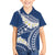 Polynesian Vintage Floral Family Matching Off The Shoulder Long Sleeve Dress and Hawaiian Shirt Navy Blue Motifs - Polynesian Pride
