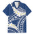 Polynesian Vintage Floral Family Matching Off Shoulder Short Dress and Hawaiian Shirt Navy Blue Motifs - Polynesian Pride