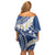 Polynesian Vintage Floral Family Matching Off Shoulder Short Dress and Hawaiian Shirt Navy Blue Motifs - Polynesian Pride