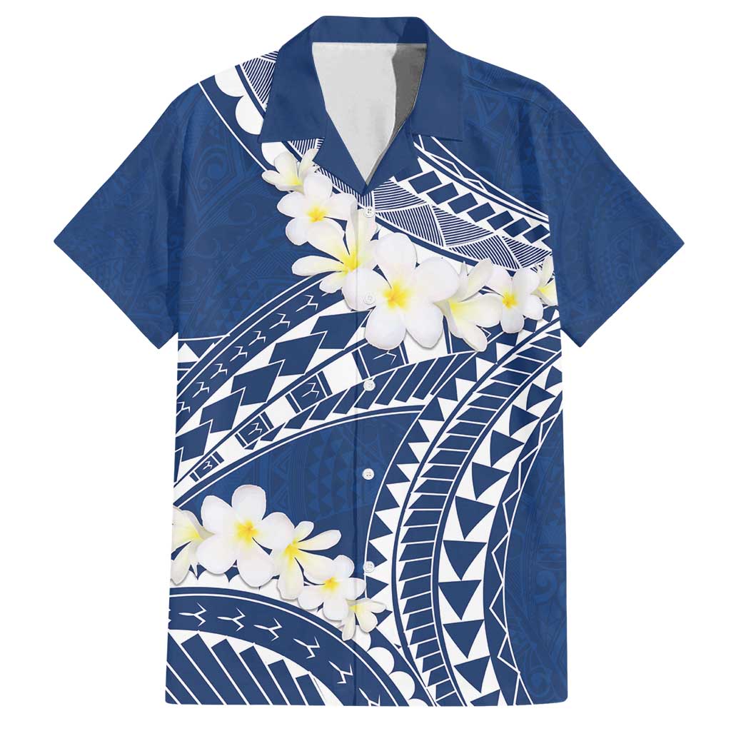 Polynesian Vintage Floral Family Matching Summer Maxi Dress and Hawaiian Shirt Navy Blue Motifs LT7 Dad's Shirt - Short Sleeve Navy Blue - Polynesian Pride