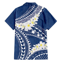 Polynesian Vintage Floral Family Matching Summer Maxi Dress and Hawaiian Shirt Navy Blue Motifs LT7 - Polynesian Pride