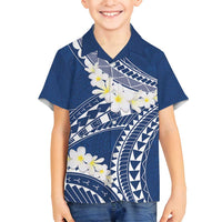 Polynesian Vintage Floral Family Matching Summer Maxi Dress and Hawaiian Shirt Navy Blue Motifs LT7 Son's Shirt Navy Blue - Polynesian Pride