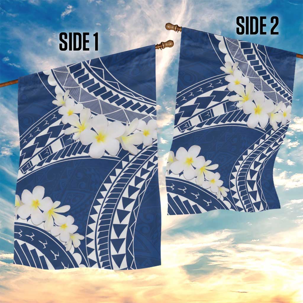 Polynesian Vintage Floral Garden Flag Navy Blue Motifs - Polynesian Pride