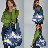 Polynesian Vintage Floral Grocery Bag Navy Blue Motifs - Polynesian Pride