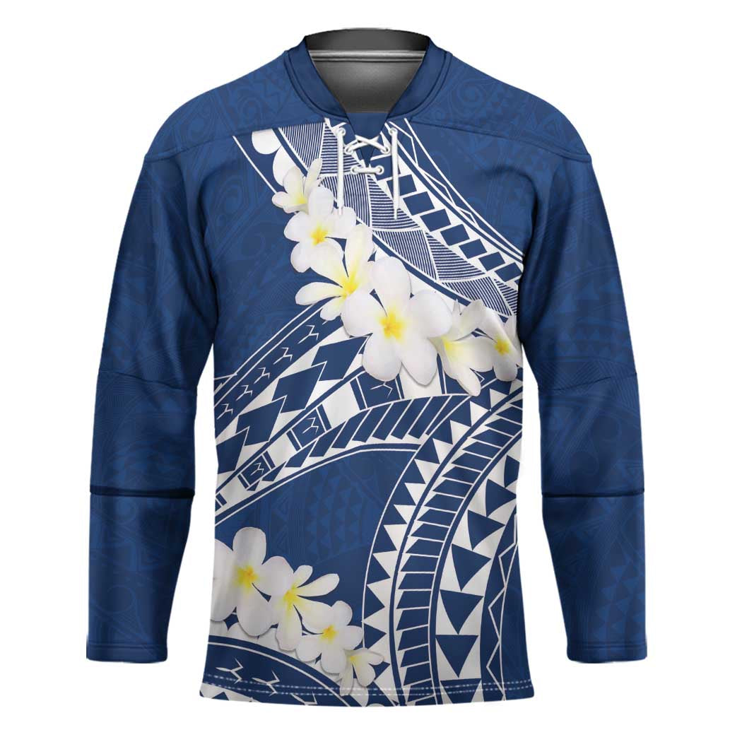 Polynesian Vintage Floral Hockey Jersey Navy Blue Motifs - Polynesian Pride