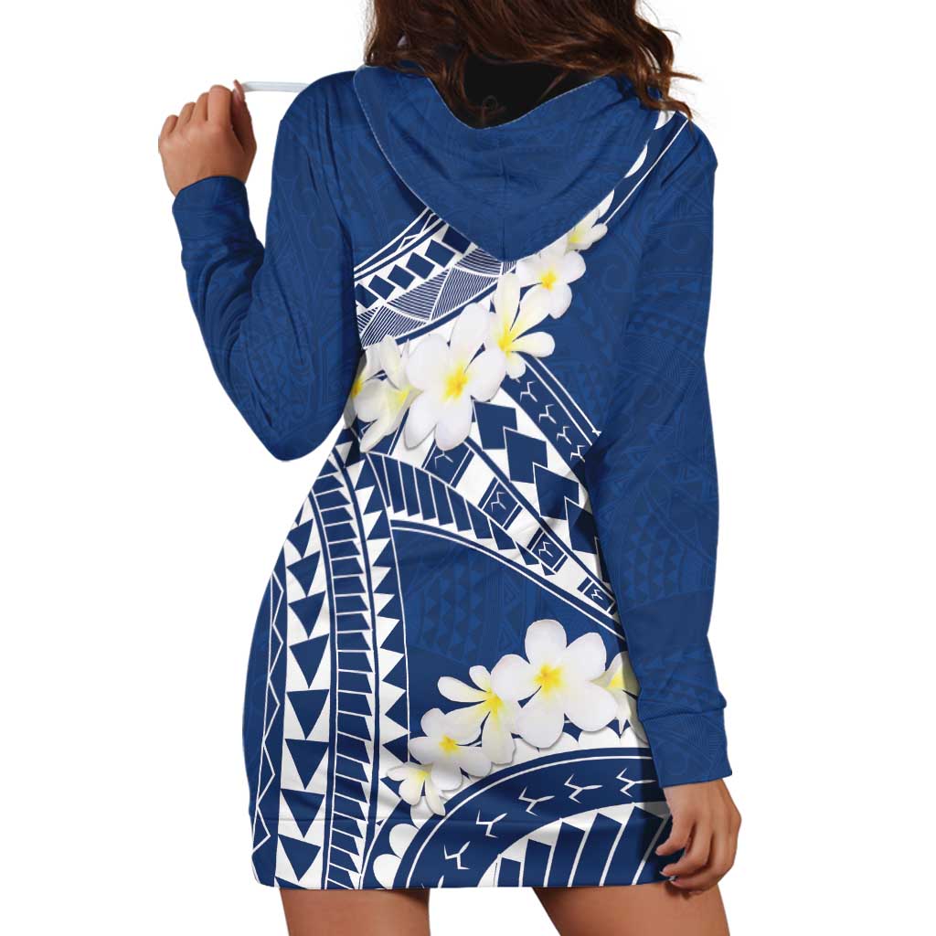 Polynesian Vintage Floral Hoodie Dress Navy Blue Motifs LT7 - Polynesian Pride