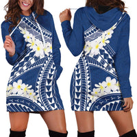 Polynesian Vintage Floral Hoodie Dress Navy Blue Motifs LT7 - Polynesian Pride