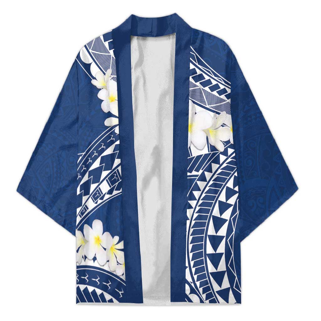 Polynesian Vintage Floral Kimono Navy Blue Motifs - Polynesian Pride
