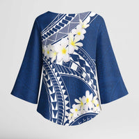 Polynesian Vintage Floral Kimono Sleeve Blouse Navy Blue Motifs - Polynesian Pride
